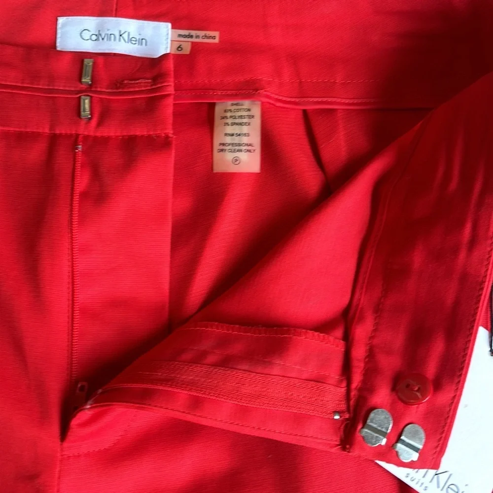 NWT Calvin Klein‎ Red Career Wear straight Leg Pants Size 6 - Picture 6 of 8
